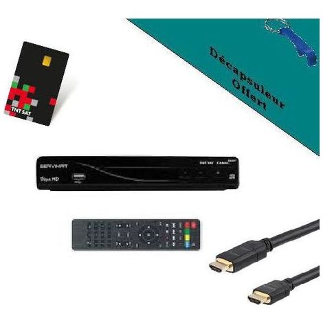 SERVIMAT Récepteur TV satellite HD ME+ Carte d'accès TNTSAT V6 + Câble HDMI
