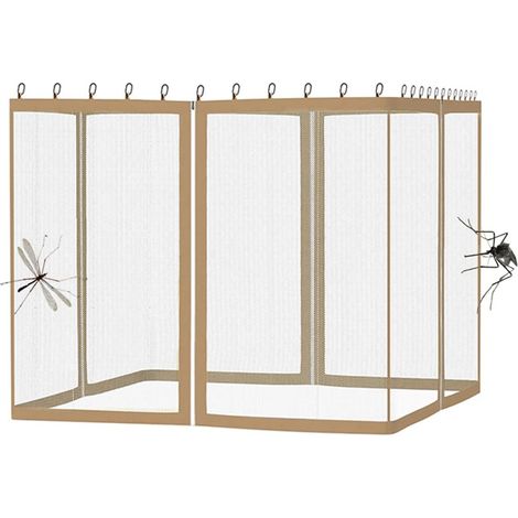 Panneau moustiquaire pour pergola 3 m x3m, Filet moustiquaire pour tonnelle, Pavillon 4 Parties latérales Protection Insectes Kaki (1/4)