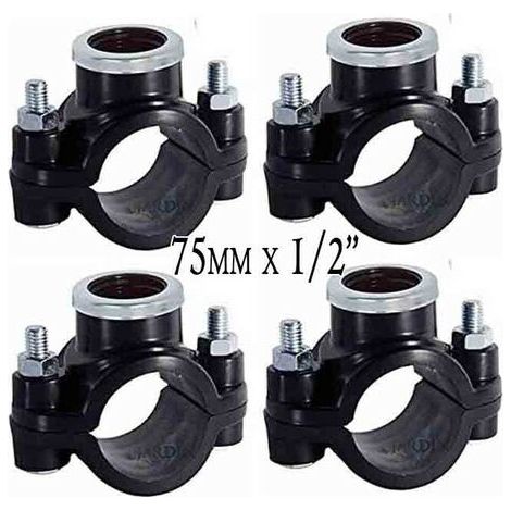 Pack 4 Collarin de Riego 75mm x 1/2''. Fitting para Instalación de Elementos de Riego como Aspersores, Difusores o Goteo (1/3)