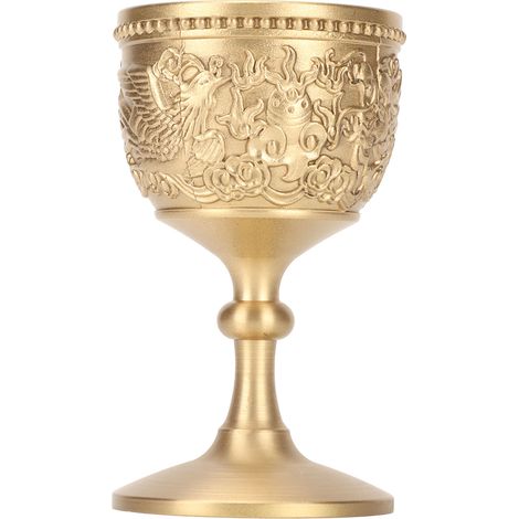 Coupe Luxueuse en Laiton Épais Style Rétro avec Gravure en Relief pour Fêtes, Banquets et Mariages (1/5)