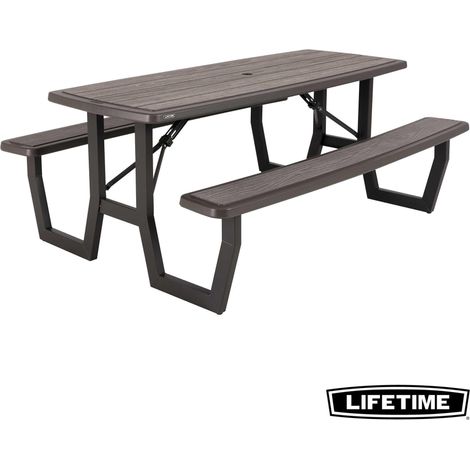 Lifetime – Table de pique-nique pliante rectangulaire 183 x 74 cm en polyéthylène haute densité – Capacité 8 personnes – Traitement anti-UV – 60346