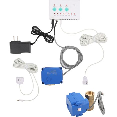 Intelligenter Wasserlecksensor mit Doppelventil und akustischem Alarm – Überlaufmelder für Zuhause, 100–240 V, US-Stecker
