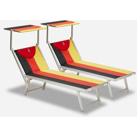 2er Set professionelle Liegestühle Strandliegen Sonnenliegen aus Aluminium für den Strand Santorini Europe - Deutschland