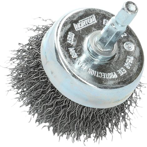 Brosse Ø 50 pour perceuse, coupe ondulé,Décapage acier, tige Hexagonale (1/4)