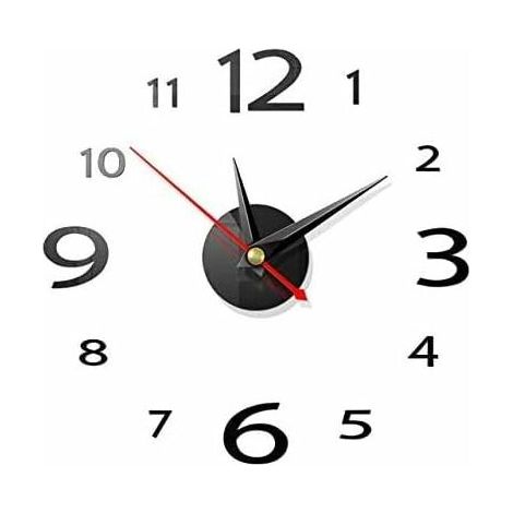 royaluxe - Horloge murale, 2 pcs bricolage horloge murale, horloge murale sans cadre 3D miroir autocollant pendule en métal silencieux moderne horloge murale en métal décoration de salon (1/3)