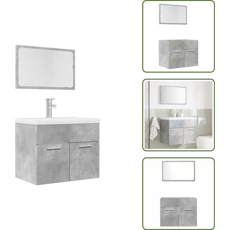 Ensemble de meubles de salle de bain 2 pcs gris béton - Ensemble De Meubles De Salle De Bain - Ensembles De Meubles De Salle De Bain - Armoire De Salle De Bain - Armoire De Rangement De Salle De Bain (1/5)
