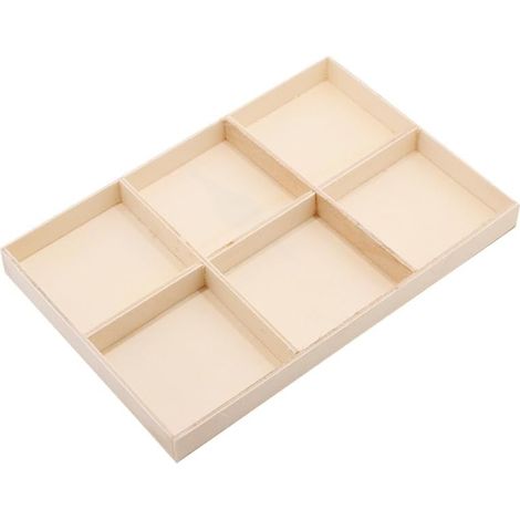 Boîte De Rangement En Bois À 6 Compartiments Plateau Compartiment Bijoux Rectangulaire Pour Anneaux Bracelets Colliers Organisateur Maison Boutique Et Cadeau (1/5)