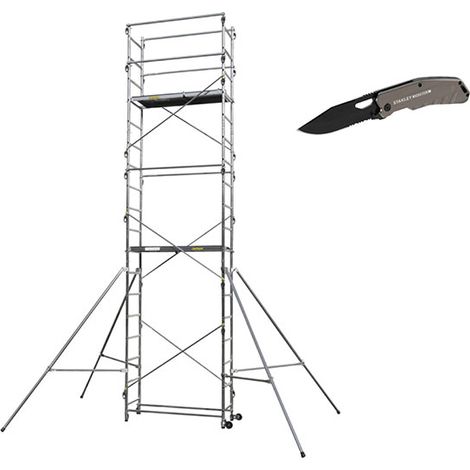 Trabattello 2 plateaux - Altezza max. di lavoro. 6.50m + Coltello - 236705-COUTEAU