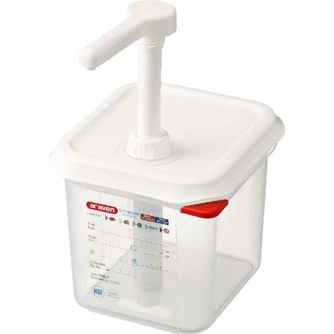 Distributeur de sauce GN 1/6 transparent 2.6L - 176 x 162 x 190 mm - ARAVEN
