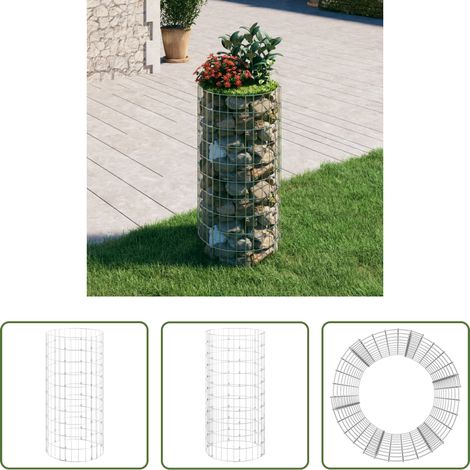 Bordure jardin - Poteau à gabion circulaire Acier galvanisé Ø50x100 cm (1/5)