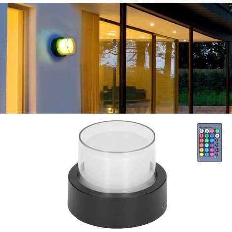 Applique murale ronde LED 5W en acrylique avec télécommande RGB, idéale pour le salon, la chambre, la table de chevet, l'extérieur (étanche), les murs extérieurs, les couloirs d'hôtel et les cours. (1/5)