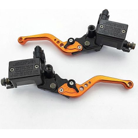 Ensemble de pompe de frein supérieure gauche et droite pour voiture et moto électrique, accessoires de levier de frein en alliage d'aluminium modifié (orange) (1/4)