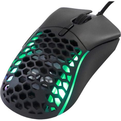 Souris gaming RGB avec 13 modes d'éclairage, 6 niveaux de DPI, design ergonomique et poids plume, couleur noire. Idéale pour le gaming sur PC.