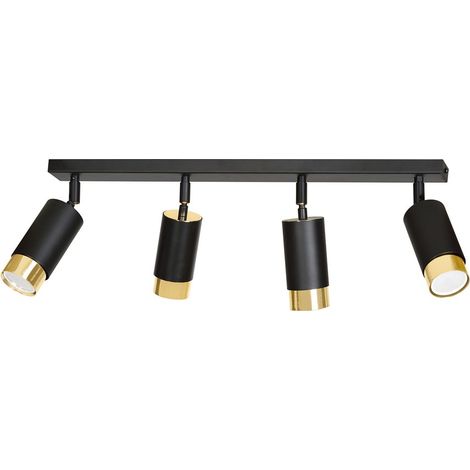 Lampada a Soffitto Hiro, Acciaio verniciato a polvere, Nero, Oro, 60x19x6 cm (1/5)
