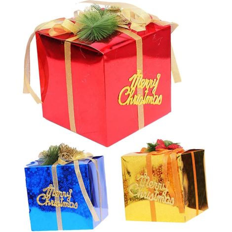 Coffret de 3 décorations de Noël avec une boule rouge de 15 cm et une boule bleue de 10 cm. (1/5)