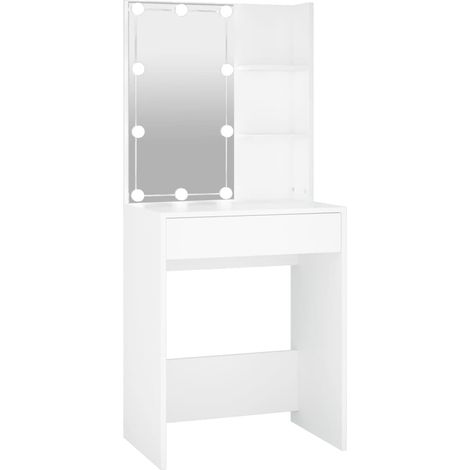 Coiffeuse design contemporain avec led 60 x 40 x 140 cm blanc