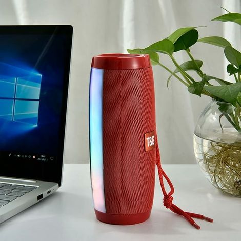 Enceinte Bluetooth Portable 1OW, Haut-Parleur sans Fil Puissant, Boombox Extérieur Bass HIFI, Radio FM TF, Lampe LED Rouge (1/4)