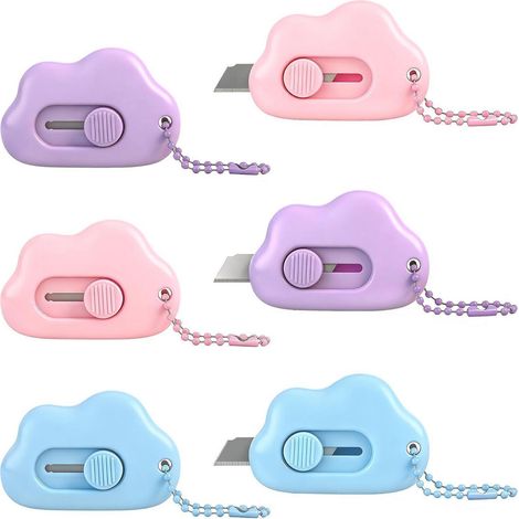Mini Cutter Set Forme Nuage, 6 pièces, Portable, Rétractable, pour Papier & Carton