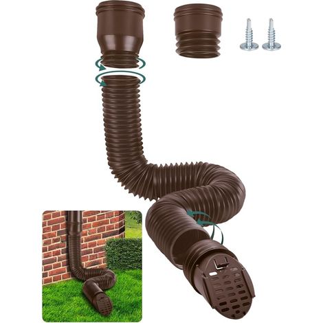 Flexible Gutter Extension, Round Gutter Extension for 80/100mm Downhill with Drainage Grate, Flexible Gutter Pipe, 47-150cm, Gutter Accessories (Black) (1/5)