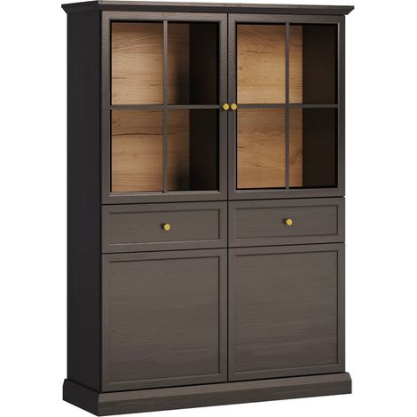 Vaisselier 4 portes 2 tiroirs Toja Bois anthracite (1/3)