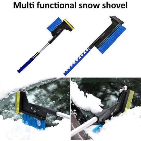 Schneeschaber fürs Auto, Schneeschaufel fürs Auto, ausziehbare Schneebürste aus Aluminiumlegierung mit Sicherheitshammer