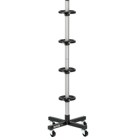 YATO, modelo YT-55691, Soporte móvil para ruedas, ideal para almacenar y organizar llantas de manera eficiente, diseño robusto y fácil de mover, herramienta profesional para talleres