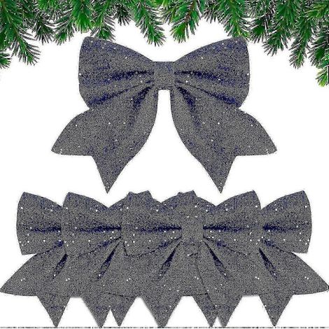 Lot de 5 nœuds en ruban de Noël de 24 cm, grands nœuds décoratifs pour sapin de Noël, cadeau (1/5)