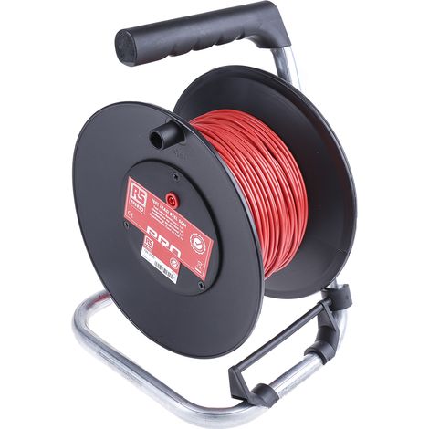 Enrouleur cordon de test Rouge, 50m, Connecteurs 4mm, CAT II 1000 V ( Prix pour 1 ) (1/5)