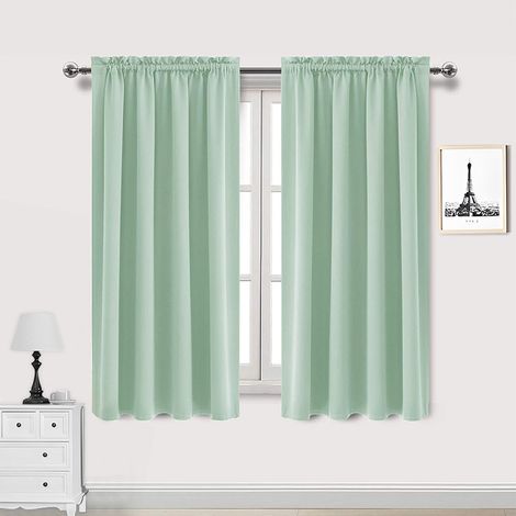 Lot de 2 Rideau Passe Tringle Tenture Opaque Décoration de Petite Fenêtre Chambre Placard/Porte/Cuisine, L106 x H213cm, Beige