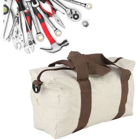 Grand sac à outils en toile pour outils de quincaillerie, sac de rangement pour réparations de menuiserie, sac à outils d'électricien, format 14 pouces. (1/5)