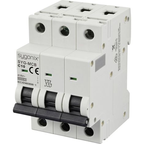 Sygonix SY-6441080 SYG-MCB 3P/C10/6KA Disjoncteur 3 pôles 10 A 415 V/AC A573173 (1/5)