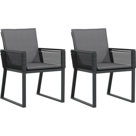 Maison Exclusive - Sedie da Giardino con Cuscini 2 pz Nere in Polyrattan