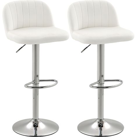 Lot de 2 tabourets de bar, tabourets de cuisine hauts à hauteur réglable, assise pivotante, 43 x 45 x 81-101 cm, crème (1/5)