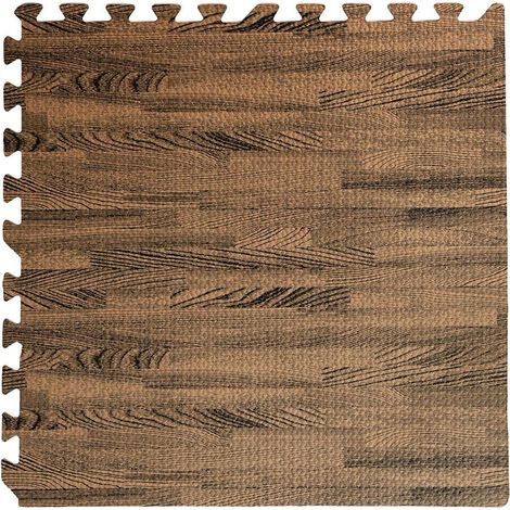 Tappeto Tappetino Mattonella Puzzle Morbido NOCE EFFETTO LEGNO 60x60x1 cm Per Bambini 4 pz