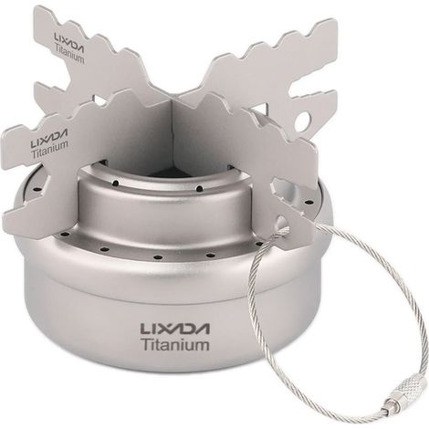 Ensemble mini réchaud à alcool portable ultraléger en titane avec support en croix et réchaud portable. (1/4)