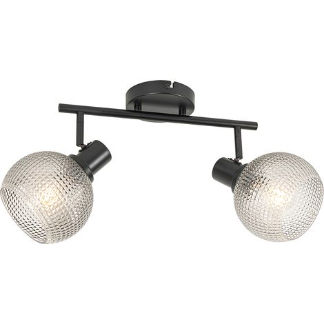 Design Spot schwarz mit Rauchglas 2-flammig - Chico