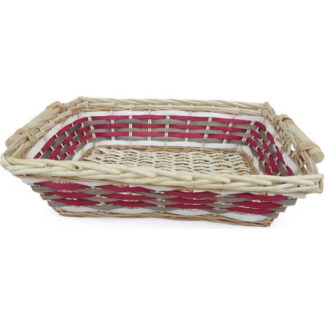 Cesto vimini rettangolare rosso bianco grigio (kit da 5)