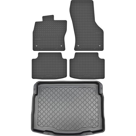 Ensemble de tapis de sol en caoutchouc pour Volkswagen Tiguan II SUV (à partir de mai 2016) + tapis de coffre