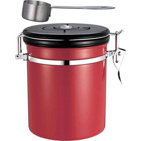 Boîte à café hermétique en acier inoxydable 1,5 L avec indicateur de date, contenant sous vide 1500 ml (1/4)
