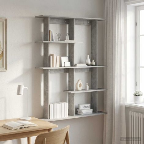 vidaXL Étagère Murale Gris béton 102 x 20 x 130 cm Bois d'ingénierie (1/5)