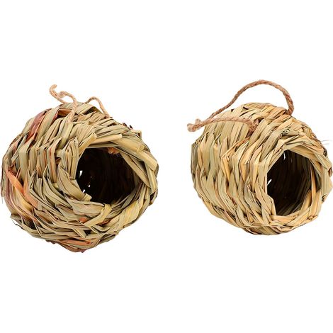 Nid d'oiseau suspendu en forme de boule, tissé à la main, pour jardin, Patio, pelouse, bureau, 2 pièces (1/5)