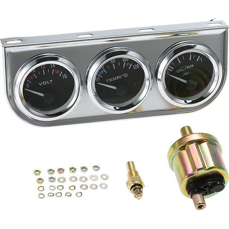 Jauge de température d'eau Celsius, pression d'huile 52MM, voltmètre chromé, Kit 3 en 1, compteur de voiture et de moto