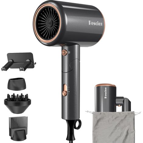 Sèche-cheveux ionique 2400W - Sac de rangement et Support,3 embouts séchage rapide, léger et compact, Seche Cheveux avec bouton chaud/froid, 3 chauffages, 3 vitesses/sèche-cheveux de salon (1/5)