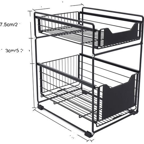 Étagère de rangement, 2 niveaux, panier coulissant, autoportante (1/2)