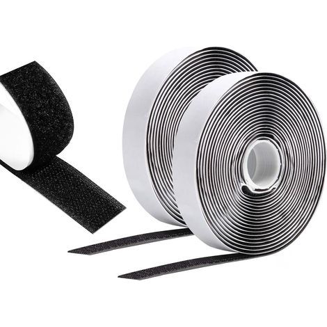 (Noir)Scratch Autocollant Double Face 6 M X 20 MM, Hook Loop Rubans Ruban AdhéSif Puissant à Crochets Et Boucles pour La Couture