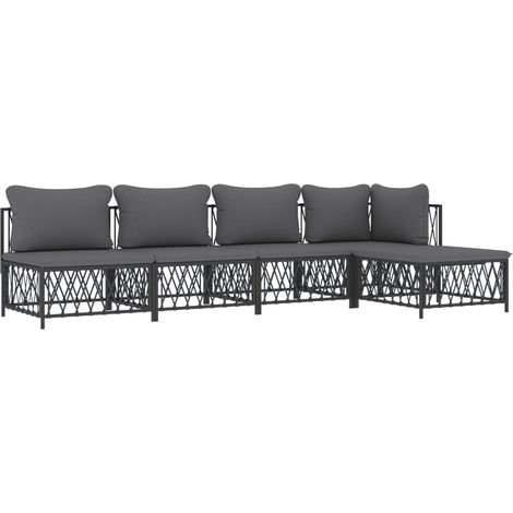 Muebles de jardín muebles de exterior juego de muebles con cojines 5 piezas acero antracita (1/5)