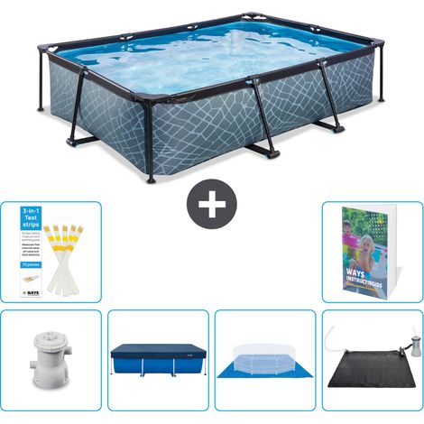 Exit Pool Rechteckig - Steinoptik - 300x200x65 cm - 7-teilig S214