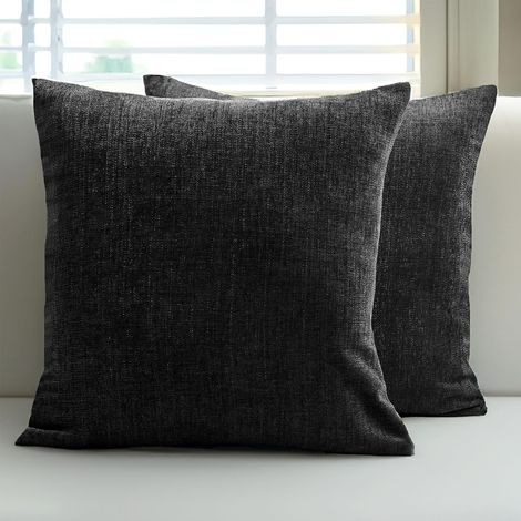 Fundas de almohada decorativas cuadradas de 45x45 cm, color negro, 2 unidades.