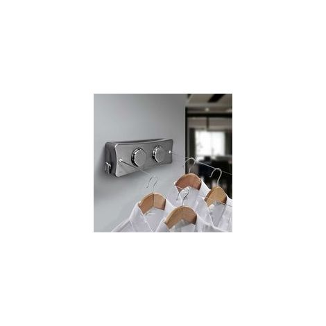 Corde à linge rétractable 2 x 5m – Lignes en acier inoxydable 304 – Installation adhésive ou par perforation – Pour intérieur et extérieur (1/5)