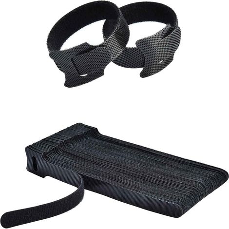 100 pcs Scratch Serre Cable Bande,Sangle Réutilisable Câble Management Facile à Couper pour Attacher Les Câbles, Fils PC/Électriques, Noir,150mmx12mm (1/5)